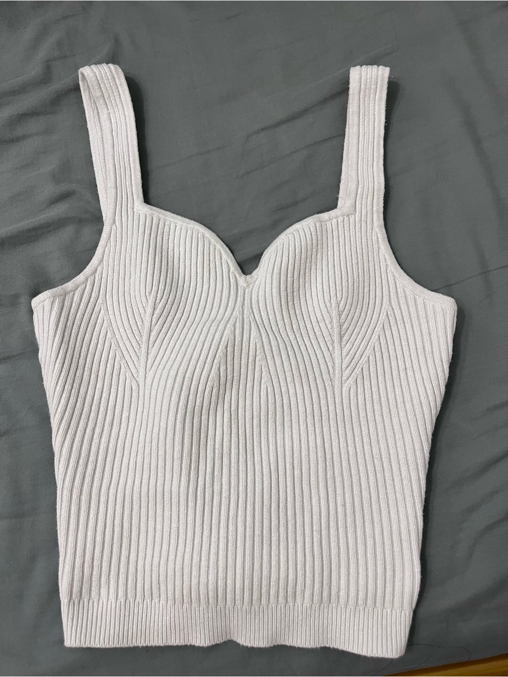 Abercrombie Ribbed Knit Tank Top — White